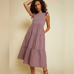 Nation Ltd Sissy Ruffle Sleeve Tiered Midi Dress